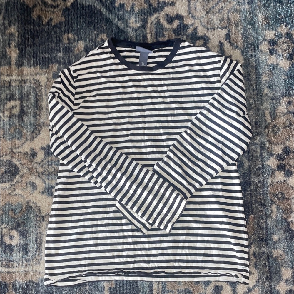 H&M Black and White Striped Dress Shirt